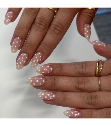 NA025 - Simple White Polka Dot Glam Nails NA025 - Simple White Polka Dot Glam Nails